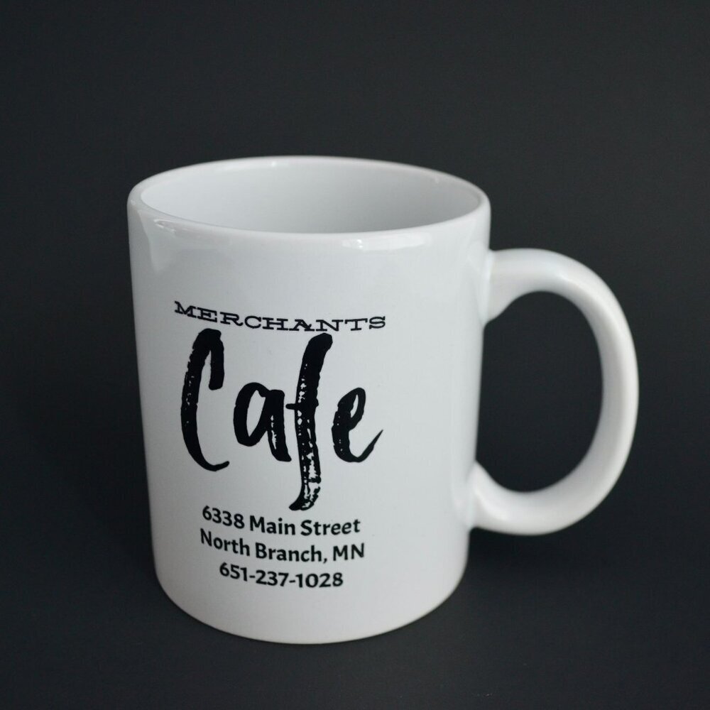 Merchants Cafe North Branch Minnesota MN White Coffee Mug Ceramic